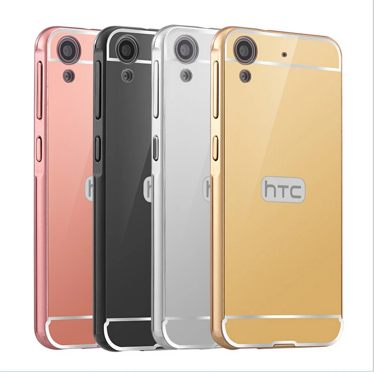 

For HTC Desire 820 826 816 626 828 620 530 HTC One M8 Luxury Gold Plating Armor Aluminum Metal Frame + Mirror Acrylic Case Cover