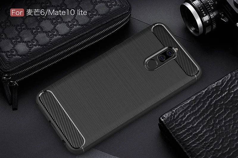 Carbon fiber brushed silicone case huawei mate 10 Lite (10)