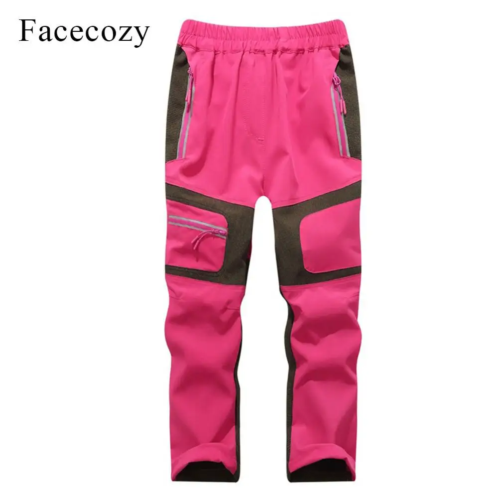 Watermelon Red Pants Facecozy, детские летние походные брюки, детские быстросохнущие тонкие брюки для мальчиков и девочек, эластичные треккинговые штаны для кемпинга и велоспорта - Цвет: Watermelon Red Pants