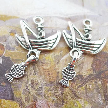 

30pcs Fishing old man Charm 25*46mm Antique silver accessory craft Jewelry earring bracelet necklace anklet Component gift