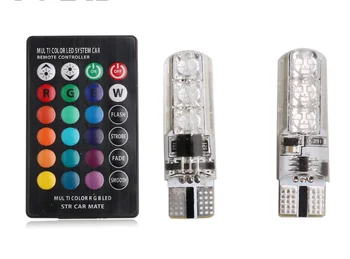 

by DHL or Fedex 200sets auto 12V LED T10 5050 SMD Car RGB LED Interior Dome Wedge Reading Light Strobe Lamp Bulb Remote Control