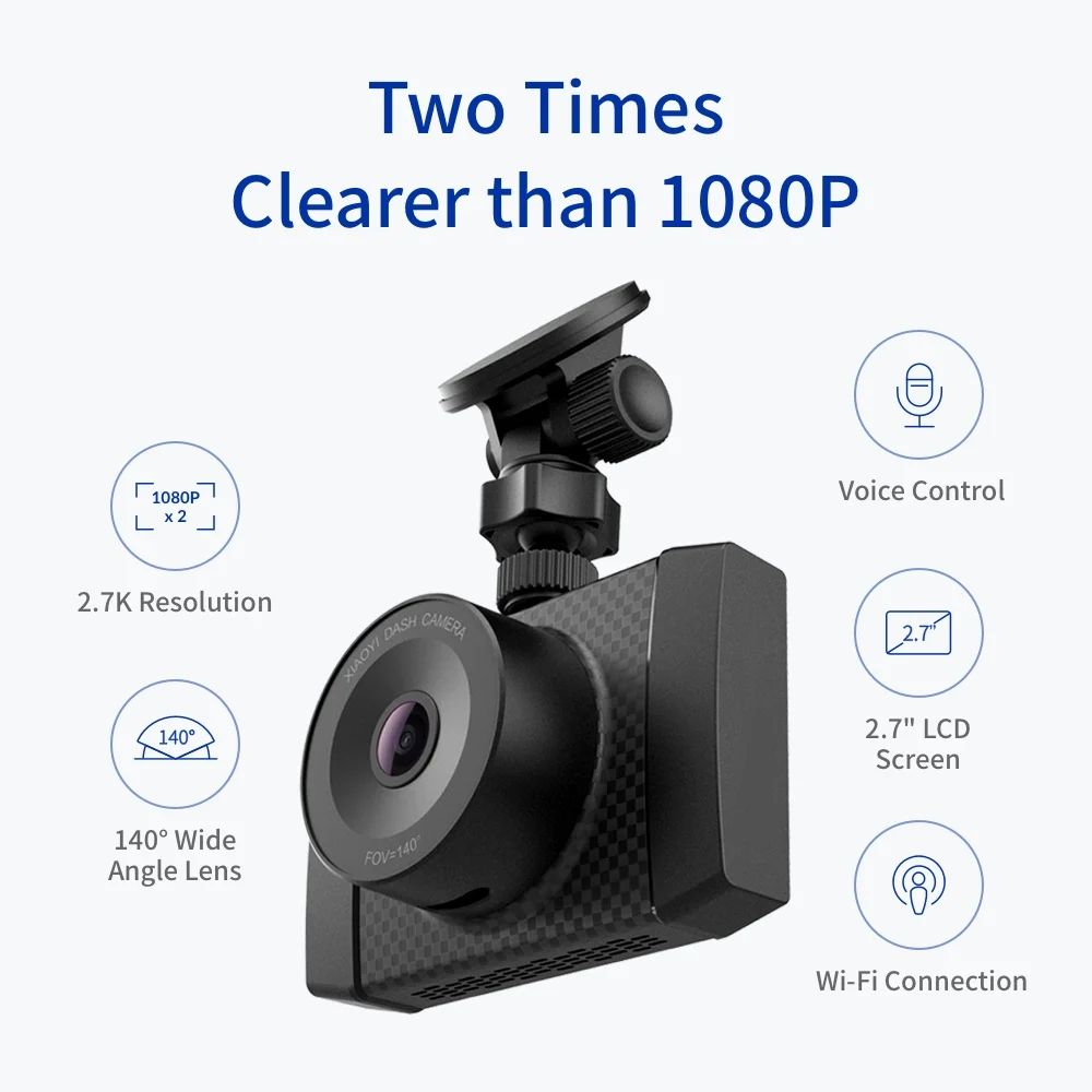 Автомобильный видеорегистратор YI Ultra Dash Camera Разрешение 2.7K Технология обработки Nano 140° угол обзора Голосовое управление