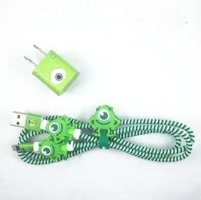 1,4 м мультфильм USB зарядное устройство кабель протектор Diy набор с намоткой кабеля зарядные наклейки Спиральный шнур протектор для iphone 5 6 6s 7 - Цвет: 3