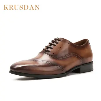 

KRUSDAN brand Luxurious, men's shoes Oxford 100% natural calfskin handsome comfortable Top quality men casual leather shoes