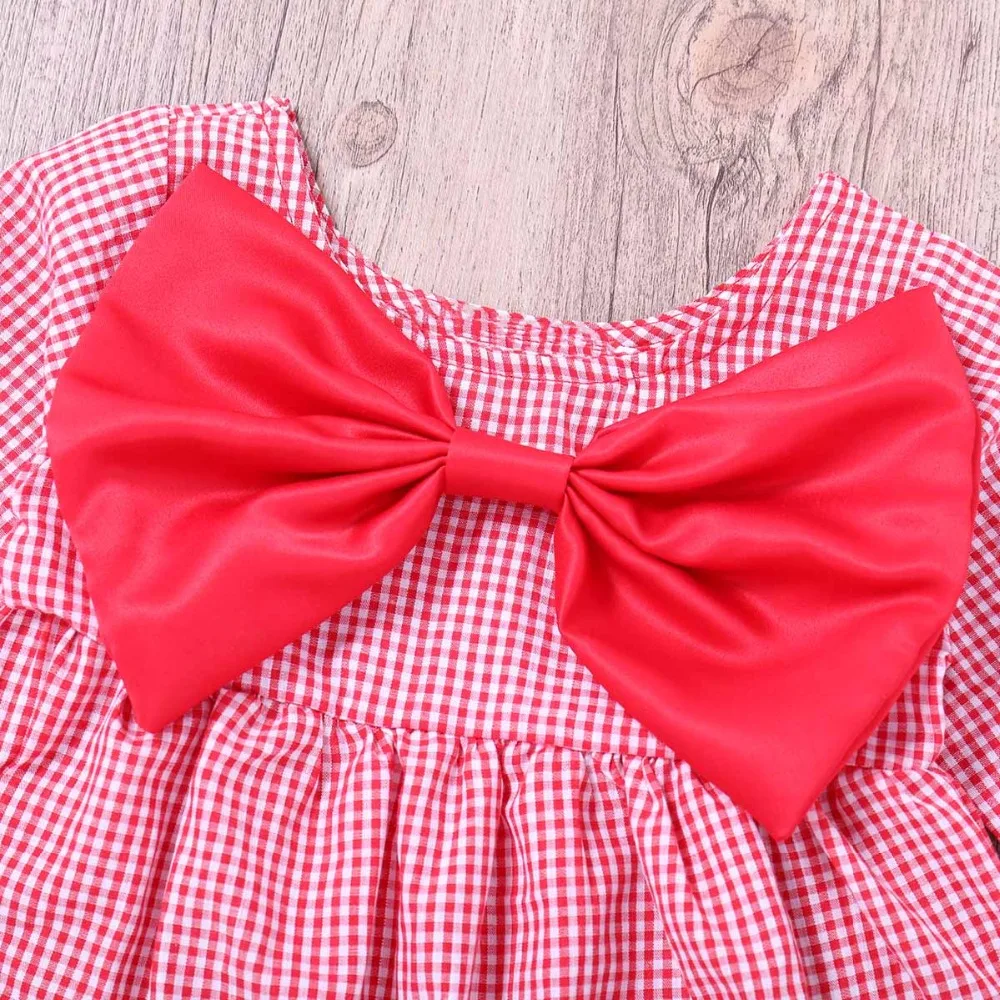 Нарядные платья в клетку для маленьких девочек vestido infantil детское платье с бантом