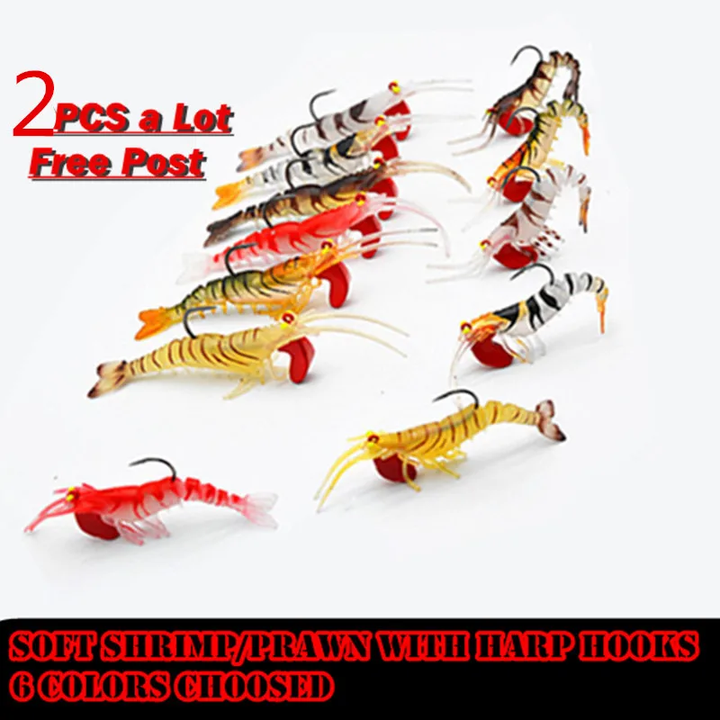 

Free shipping 2pcs 13g 19g Soft fishing lure bait ,jig head silica isca artificial shrimp lure , paw pike lure baits prawn baits