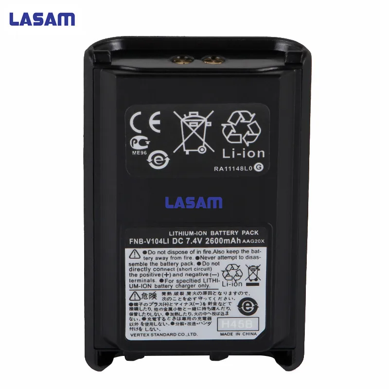 Lasam FNB-V104LI DC7.4V 2600 мА/ч, литий-ионный аккумулятор для Vertex VX-VX-234 VX-230 VX-228 vx231, vx234 и т. д. иди и болтай walkie talkie