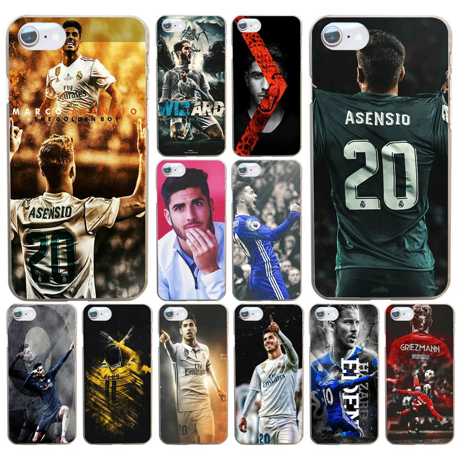 

185DF Marco Asensio Hard Transparent Cover Case for iphone 4 4s 5 5s se 6 6s 8 plus 7 7 Plus X
