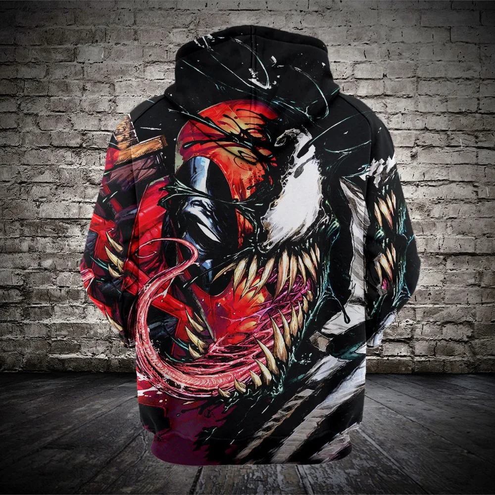 

3d Print Moive Venom Spider man Sweatshirts Hoodie Jackets Men Top Coat Casual Hoded Cosplay Costume