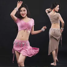 Sexy Women Soft Modal Belly Dance Costume Oriental Dancing Training Clothing Top+Skirt Suit for Womens belly dance wear DW031