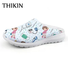 THIKIN/повседневная женская обувь с милым рисунком медсестры, сетчатые женские сандалии, летняя дышащая пляжная модная прогулочная обувь для девочек