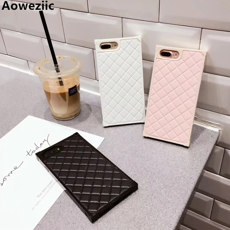 Aoweziic Luxury big small real mobile phone shell 7Plus lambskin For iPhoneX XS soft package 6s 8plus falling Protective sleeve