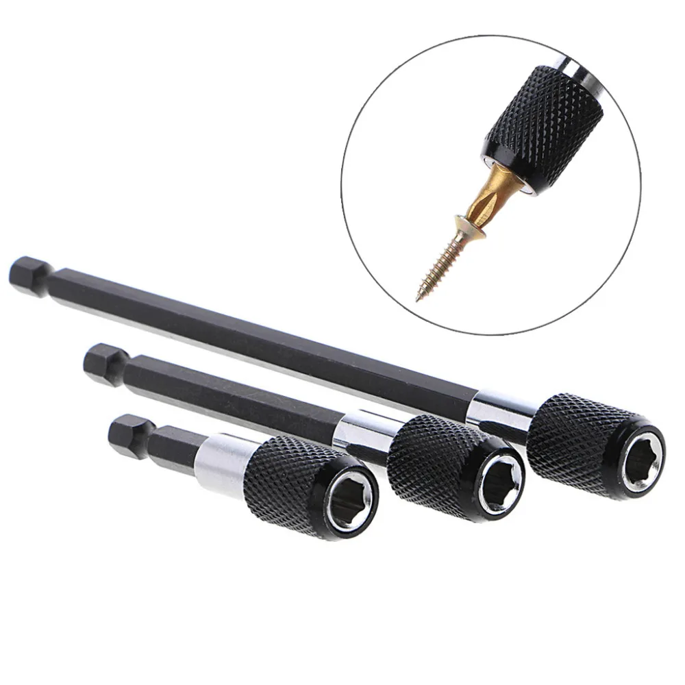 3Pcs 1/4'' Hex Quick Release Screwdriver Bit Holder Extension Bar 60 150mm 1A10414in Tool