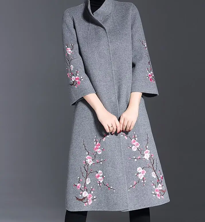 

M--5XL Hot 2019 Spring Women New Fashion In the long section of cashmere coat collar double-sided woolen coat