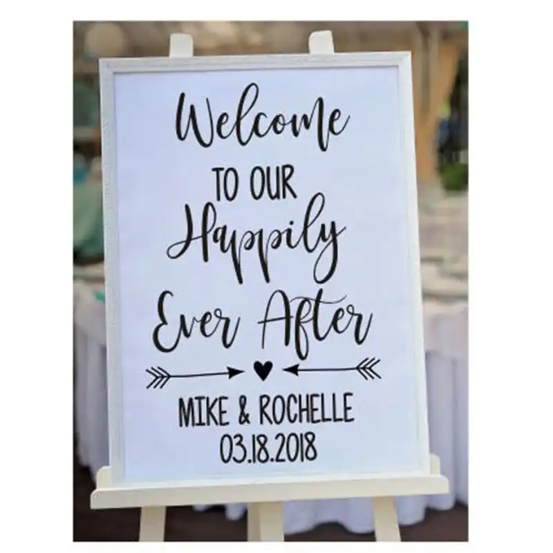 Welcome Wedding Decal Our Happily Ever After Personalized Wedding Decal Bridal Shower Couples Lettering For Chalkboard L837 Wall Stickers Aliexpress