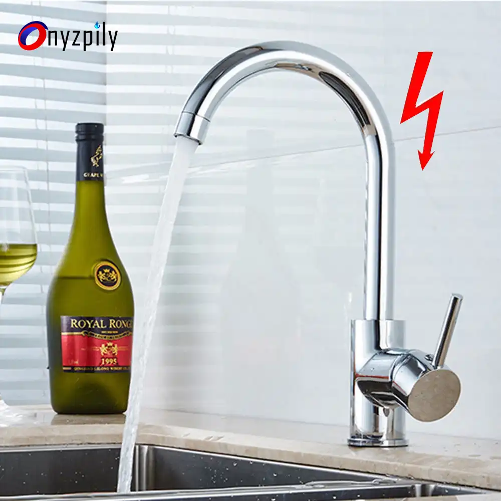 Chrome Kitchen Faucet Brass Hot And Cold Water 360 Blender Low