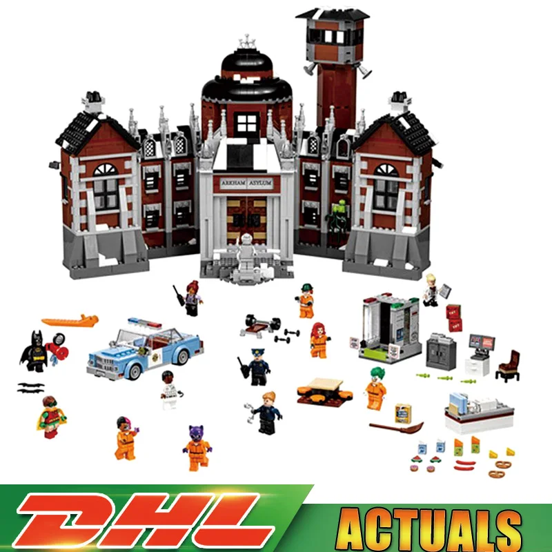 

Lepin 07055 1628pcs New Batman Movie THe Arkham`s Lunatic Asylum Set Building Blocks Bricks Toys LegoINGlys as gift 70912