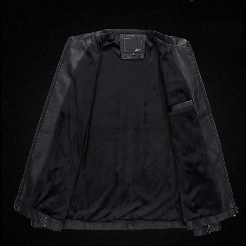  2018 Autumn and Winter Plus Velvet Men's PU Leather Jacket Fashion Casual Men Locomotive Faux Leath