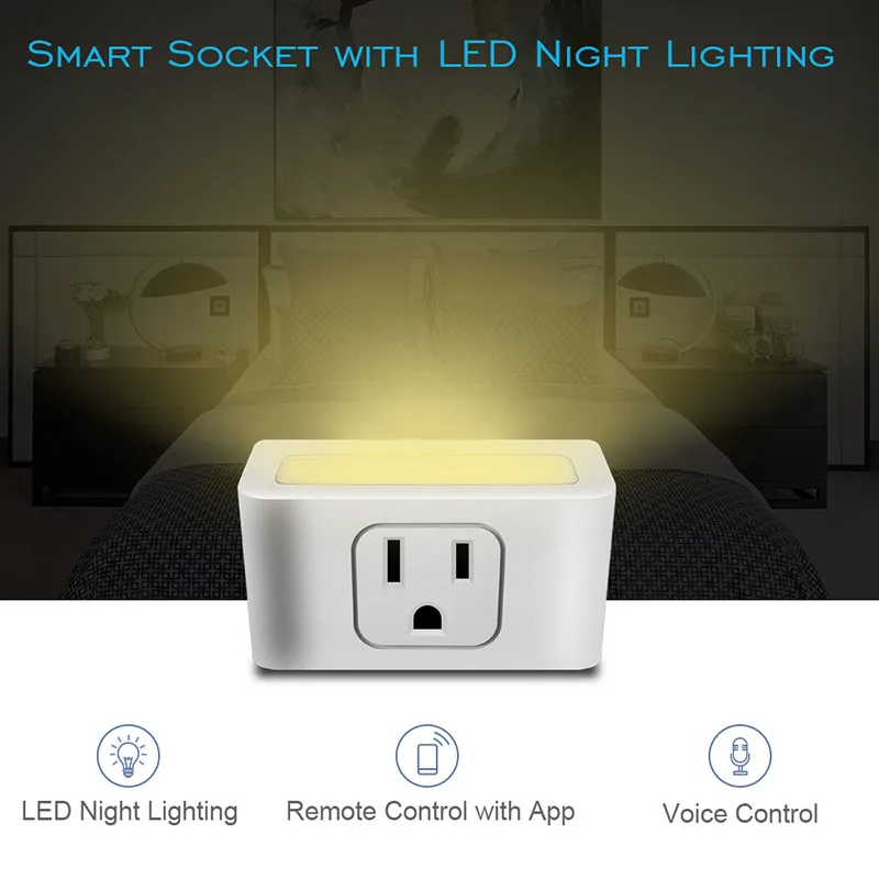 

Wifi Smart Plug US Plug Socket With LED Night Light Wifi Smart Wireless Outlet Remote Control For Amazon Alexa Support APP