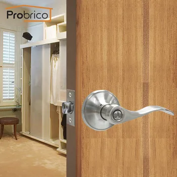 

Probrico Satin Nickel Door Knobs&Handles for Interior Doors lock Keyless Privacy Lock Bathroom Office Bedroom indoor Hardware