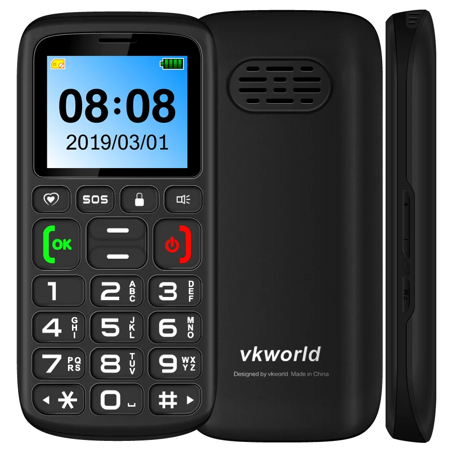 VKworld Z3 Elder Phone 1 77 дюйма 1000 мАч аккумулятор фонарик SOS FM русская английская