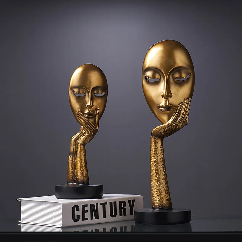 

Resin Hand-held Mask Abstract Character Art Model Living Room Office Cafe Restaurant Showcase Desktop Home Decoration Gift