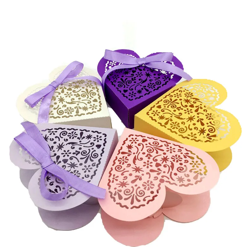 50pcs Laser Cut Love Heart Candy Box for Festival Party Candy Gift Box Wedding Banquet Romantic Wedding Decoration (4)