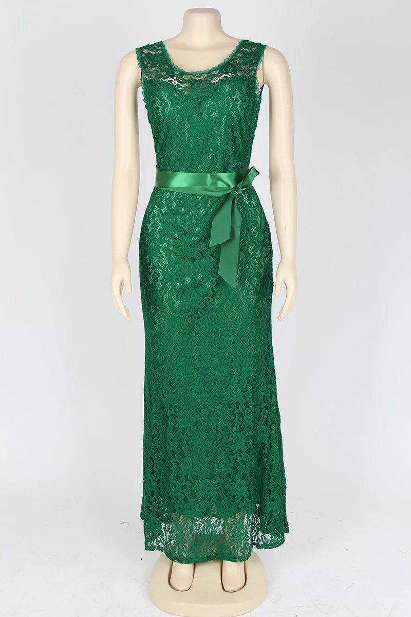 Kostlich Summer Women Long Dress 2017 UK Green Elegant Prom Fashion Casual Ladies Maxi Clothes Evening Party O-Neck Lace Dresses (73)