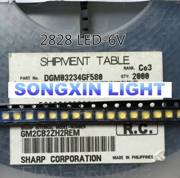Для ремонта Sharp светодиодный ЖК-Телевизор задний светильник Артикул лампа SMD СВЕТОДИОДНЫЙ s 6 в 2828 холодный белый светодиод 2000 шт. SHARP