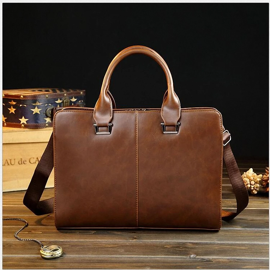 الرجال مجنون الحصان حقيبة جلدية أكياس كمبيوتر محمول للأعمال حمل حقيبة الرجال Crossbody حقيبة كتف الرجال رسول حقائب السفر LI-2451