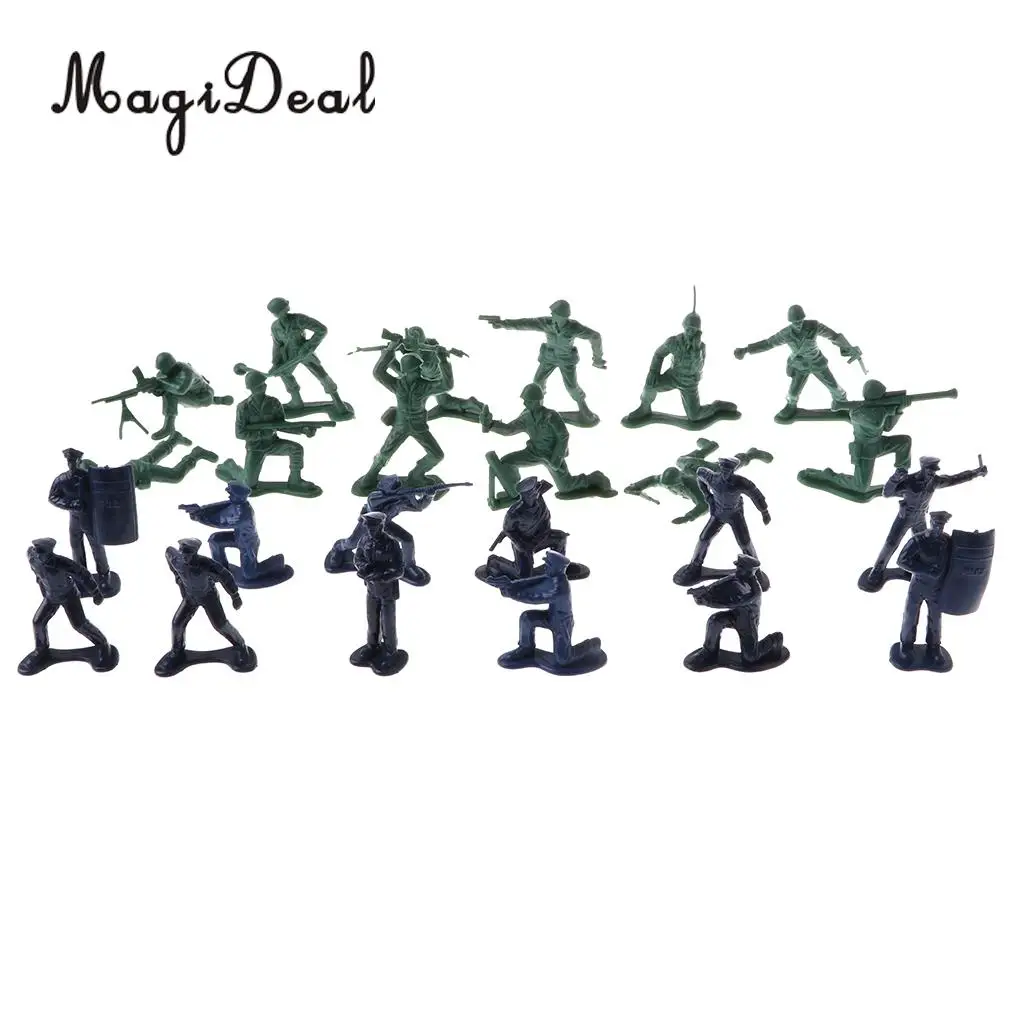 MagiDeal 5cm Plastic Army Men Action Figures Soldiers&Police Toy for Army Sand Scene Landscape Children Boys Toys Cool Gift