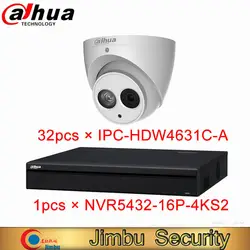 Dahua NVR комплект безопасности NVR5432-16P-4KS2 32CH 1.5U 16PoE 4 К и H.265 сети видео Регистраторы и IPC-HDW4631C-A 6MP IP купольная Камера