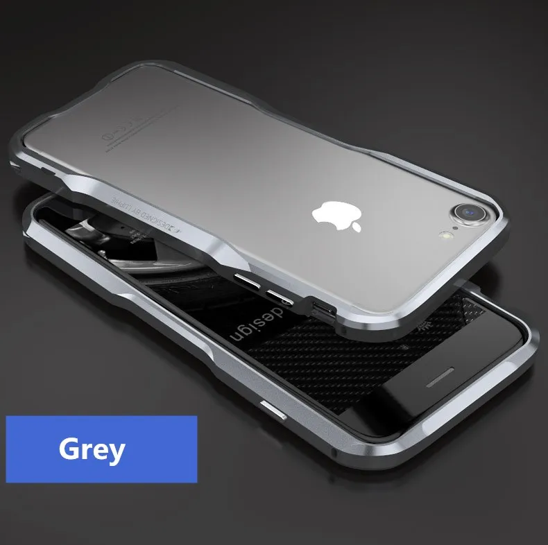 Luphie для iPhone X, 8, 7 Plus, чехол, противоударный, броня, металлический бампер, неправильный алюминиевый чехол для iPhone 6, 6 S, 7, 7 Plus, 5, 5S, SE, чехол - Цвет: Grey