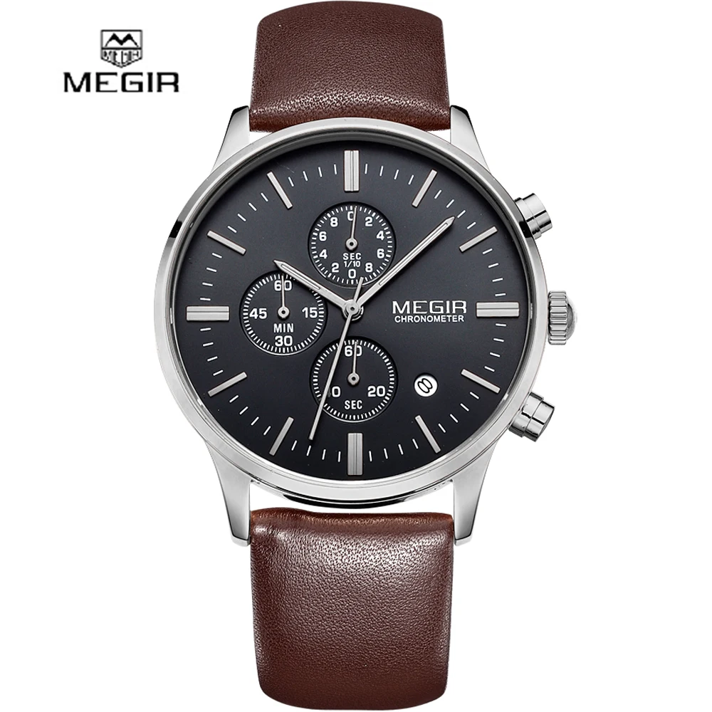 Prix pour Casual new militaire élégant megir marque design de mode chronographe hommes mâle horloge sport en cuir d'affaires de luxe montre-bracelet cadeau Prix pour Casual new militaire élégant megir marque design de mode chronographe hommes mâle horloge sport en cuir d'affaires de luxe montre-bracelet cadeau