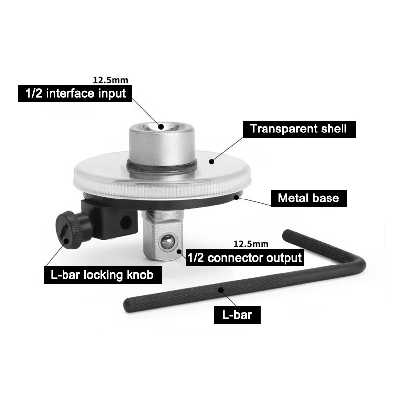 1/2 дюйма крутящий момент Автоматический угол вращения измерительный инструмент линейка 360 градусов приводной Инструмент транспортир с гаечным ключом угол измерения