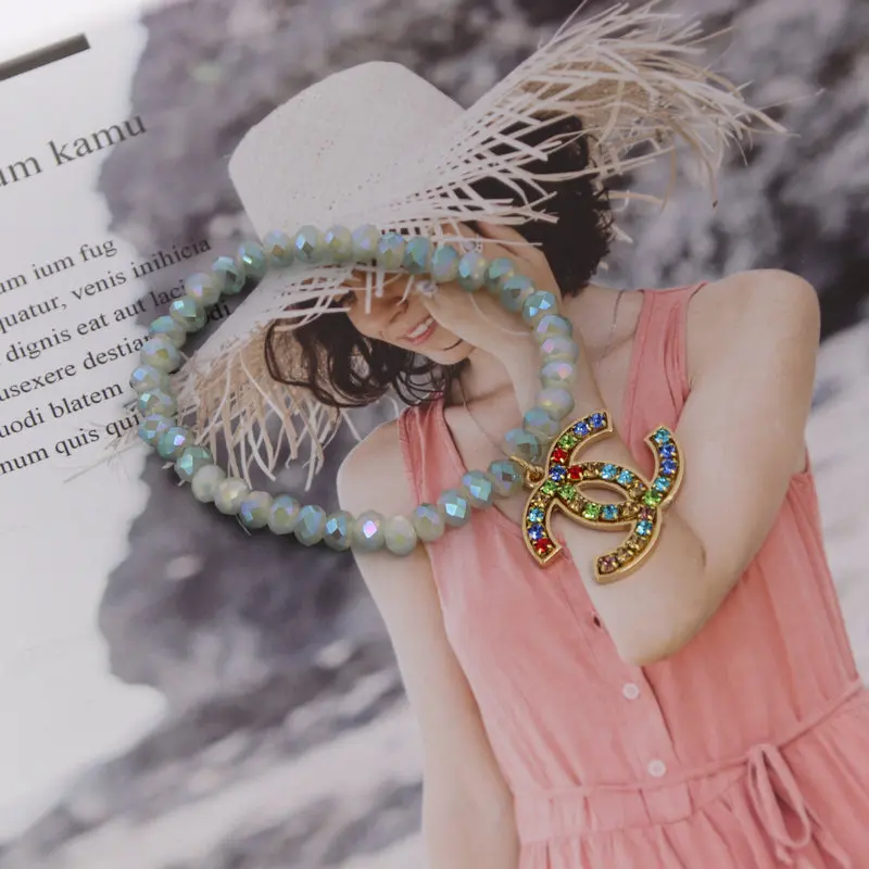 

Bohemian Zinc Alloy Letter Drop Bracelet Crystal Bracelet For Women Party Bracelet Hot Brand 2019 new jewelry Accessories