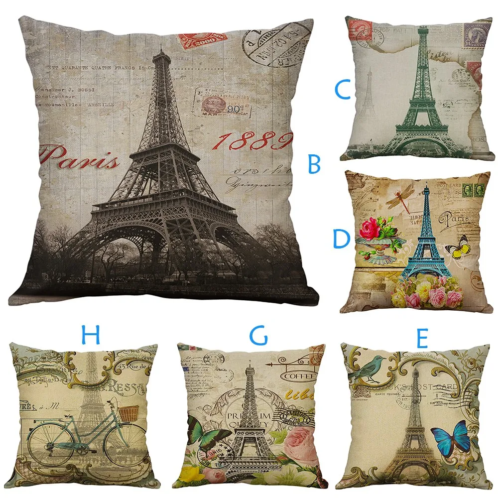 

Tower Cotton Linen Pillow Case Sofa Waist Throw Cushion Cover Home Decor Housse de Coussin Funda Cojin 40 * 40 C30519