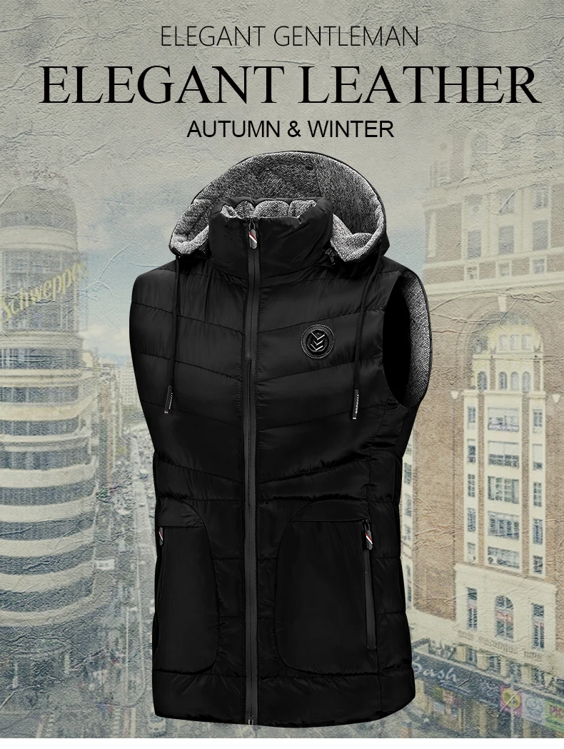 Мужской Хлопковый жилет с капюшоном, осенние и зимние куртки, мужские утепленные куртки Vesst без рукавов, мужские жилеты для пар, 6575
