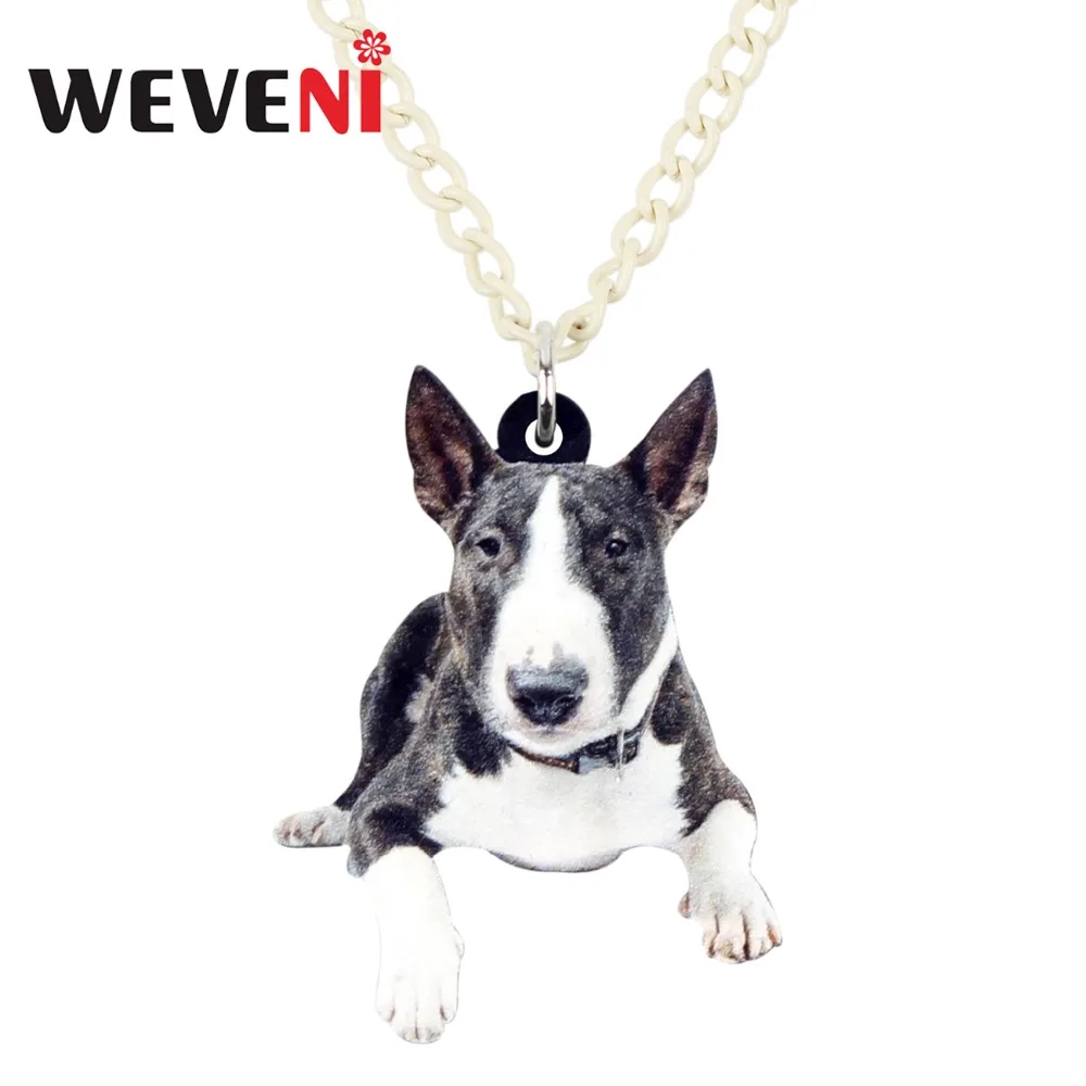 

WEVENI Acrylic American Pit Bull Terrier Dog Necklace Pendant Collar Trendy Bijoux Bijoux Jewelry For Women Girl Hot Wholesale