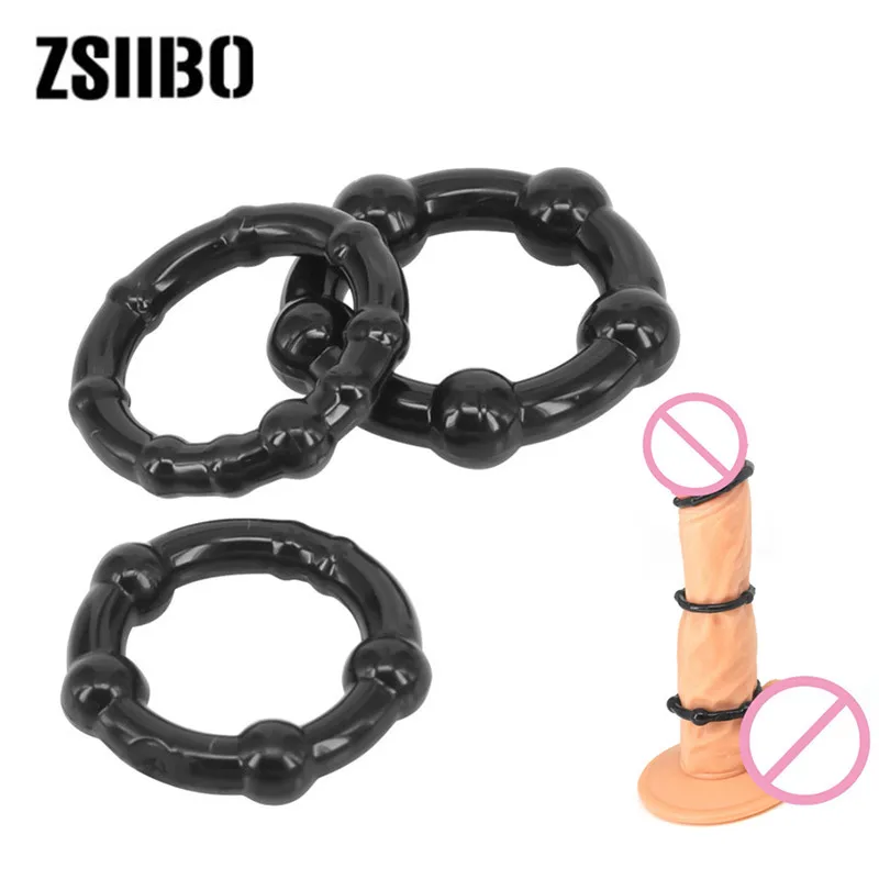 3 pcs Penis Ring Delay Ejaculation TPE 3 Colors private goods Multicolor Small Lock Ejaculation Sex Toys for Couples YJH06
