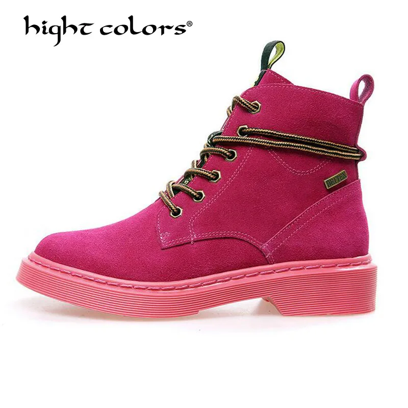 

NEW 2018 Women Boots Lace up Casual Ankle Boots Martin Round Toe Women Shoes Red White winter snow boots warm british style 40