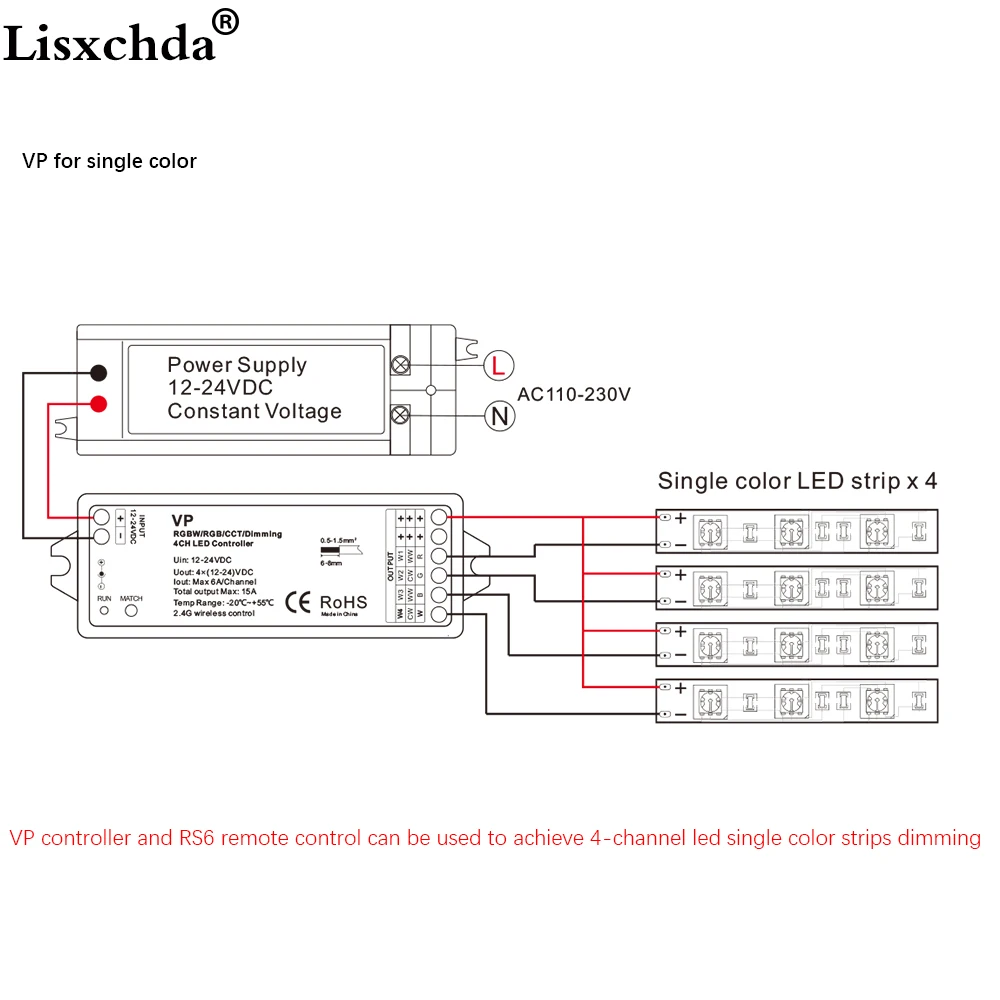 Светодиодный диммер 12V 24V 15A PWM Беспроводной РЧ светодиодный диммер переключатель вкл/выкл с 2,4G 4 канала Диммер пульт дистанционного управления для одного Цвет светодиодный полоски