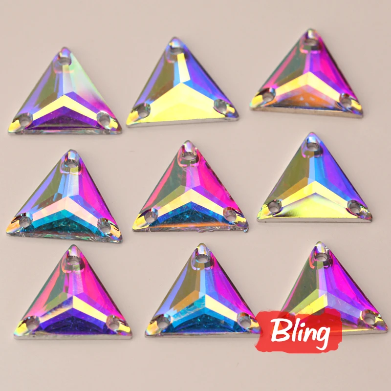 16mm 22mm Resin Triangel Shape Clear AB Sew on Stones Flatback Sew on