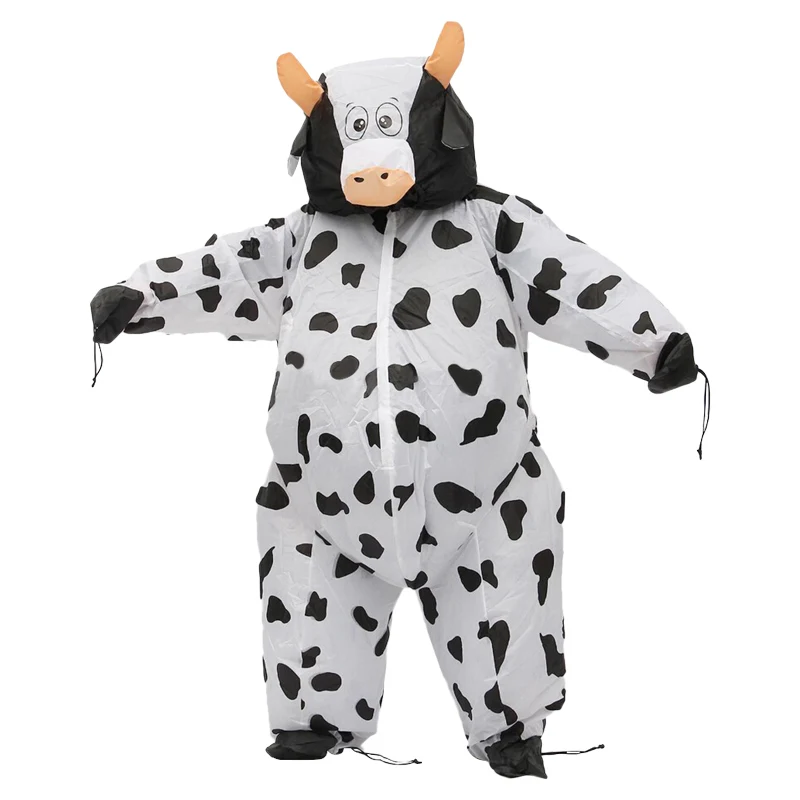 Adult Inflatable Cow Costume Animal Mascot Air Blowup Fancy Dress Halloween Suit