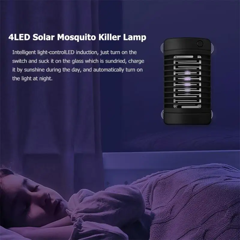 4 Светодиодный светильник на солнечной батарее от комаров с электрическим током для насекомых Zapper мухоловка светильник бесшумный домашний светодиодный ловушка для насекомых Zapper ловушка без излучения