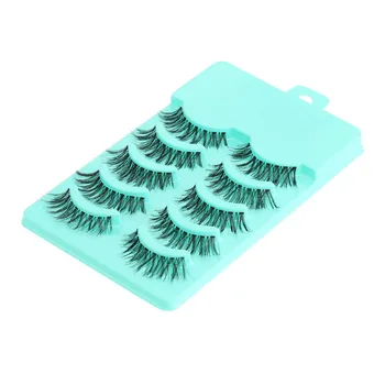 

5Pairs False Eyelashes Natural Fashionable Girl Black Imported Fiber Long Curly cosmetic False Eyelash Handmade Messy Cross Lash