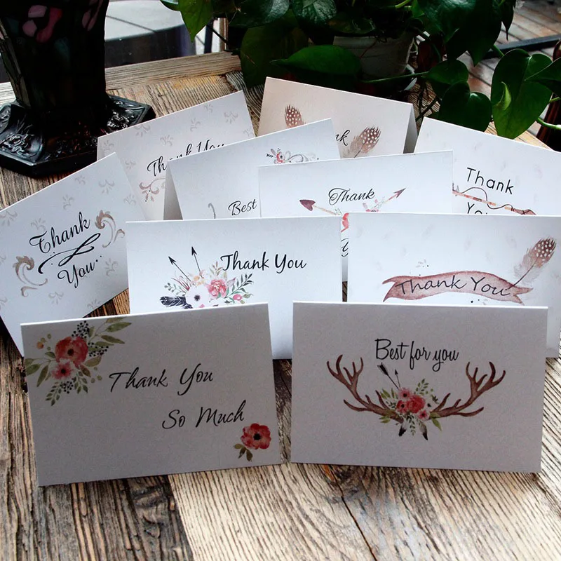 

10 Kinds Creative Color Printed Show Thank You Card Paper Greeting Cards PostCard Father's Day Mother's Day Thanksgiving Gift