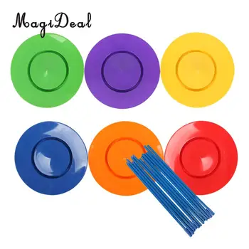 

MagiDeal 6 Set Spinning Plates Sticks Clown Juggling Kids Balance Toy Magic Trick for Juggling Performance Stage Props Young Old
