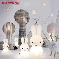 Кролик ночник светодио дный Светодиодная лампа затемнения для маленьких детей дети подарок животных мультфильм декоративные