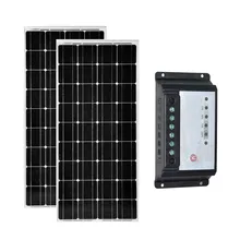 Solar Panel Travel 12v 100w 2 PCs Solar Monocrystalline Panels 200W 24v Solar Charge Controller 12v/24v 20A Motorhome Caravan